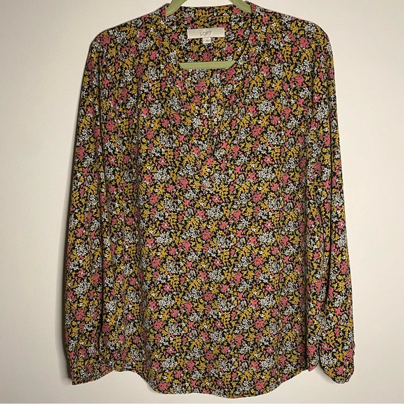 LOFT Floral V Neck Blouse - Picture 1 of 5